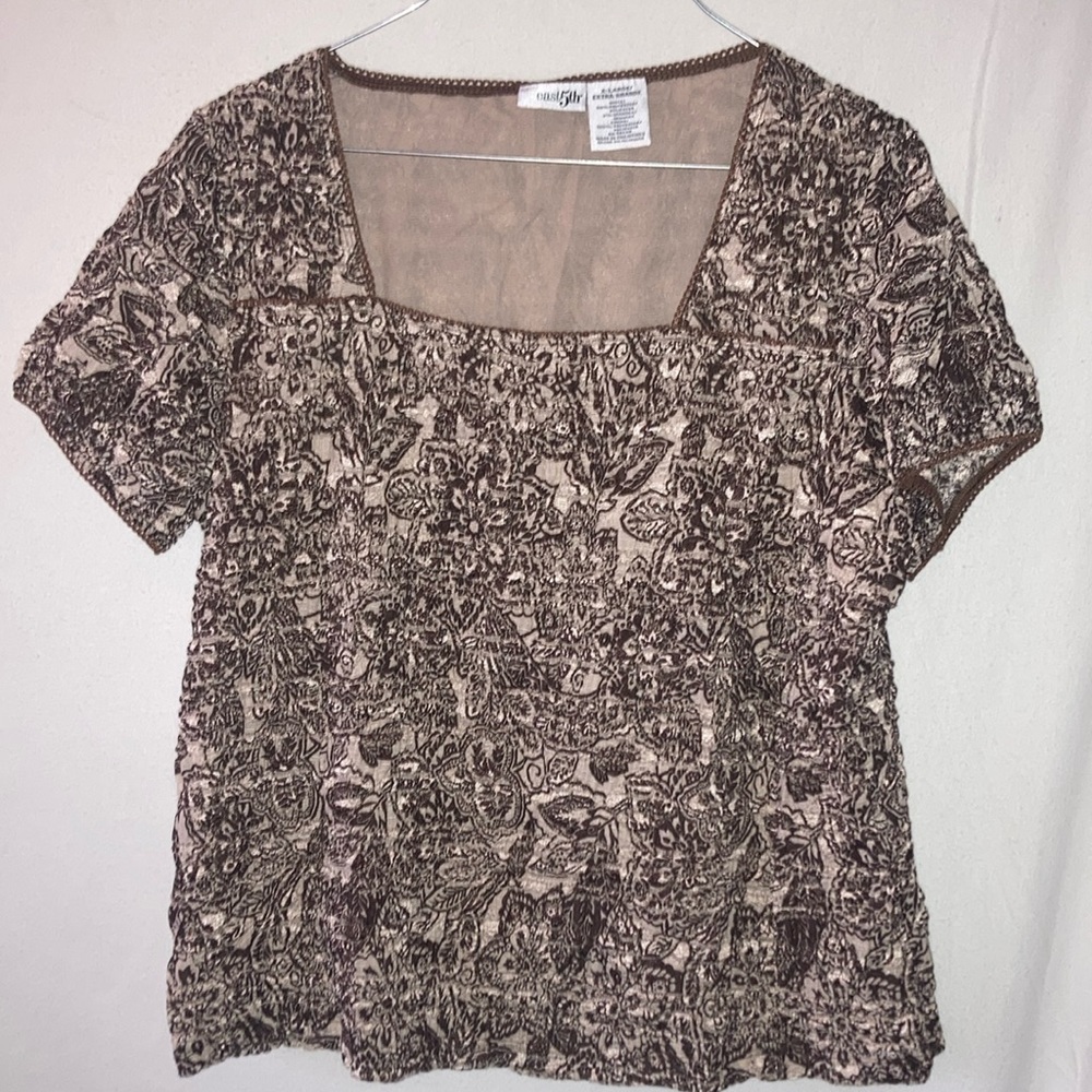 East 5th Brown Floral Women's Top